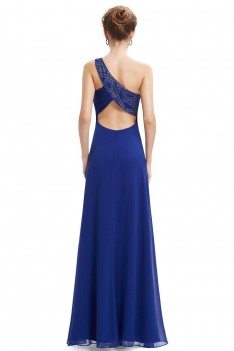 Royal Blue One Shoulder Open Back Prom Dress - EP09872SB