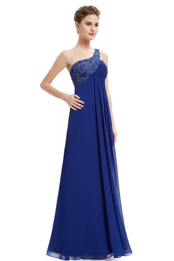 Royal Blue One Shoulder Open Back Prom Dress - $52 #EP09872SB - SheProm.com
