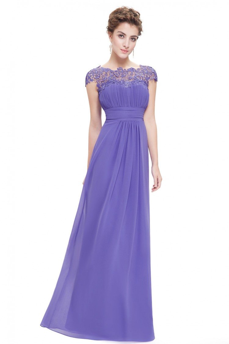 Purple Lacey Neckline Open Back Ruched Bust Prom Dress - $66 #EP09993PW ...