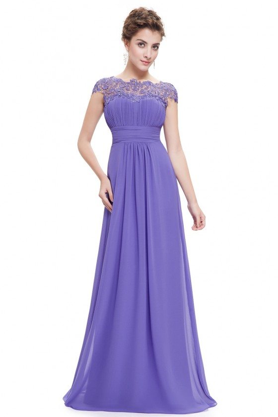 Purple Lacey Neckline Open Back Ruched Bust Prom Dress - $66 #EP09993PW ...