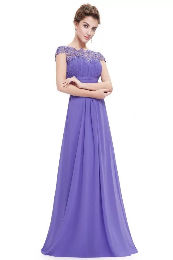 Purple Lacey Neckline Open Back Ruched Bust Prom Dress - $66 #EP09993PW ...