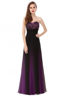 Mystical Purple Strapless Long Evening Dress - HE08070PP