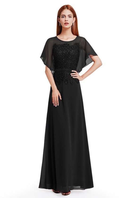 Women's Black Lace Chiffon Long Evening Dress - $69.56 #EP08775BK ...