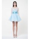 Lace Long Sleeve Short Prom Dress