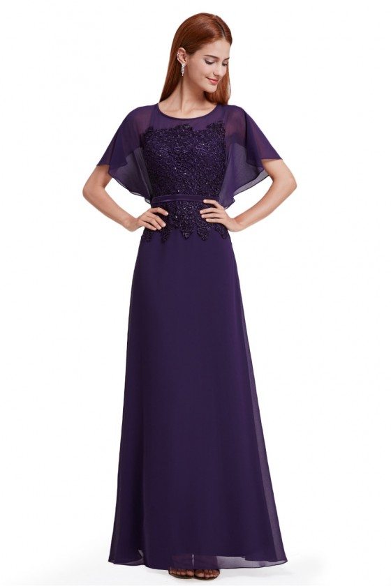 Women's Purple Lace Chiffon Long Evening Dress - $74 #EP08775DP ...