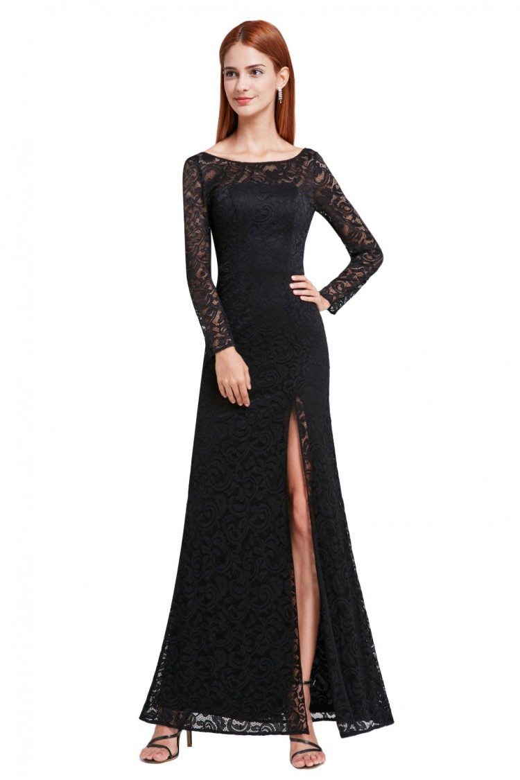 Black Elegant Long Sleeve Lace Evening Party Dress - $52 #EP08883BK ...