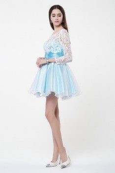 Lace Long Sleeve Short Prom Dress - DK225