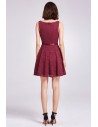 Burgundy Short Lace Fit and Flare Dress - AS05803BD