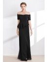 Black Velvet Tulle Off the Shoulder Prom Dress - CK9295b