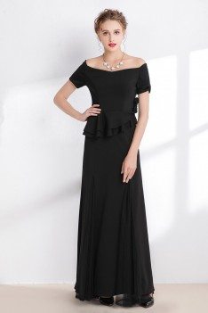 Black Velvet Tulle Off the Shoulder Prom Dress - CK9295b