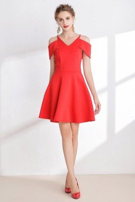 Simple Hot Red Satin Short Prom Dress - DK9303