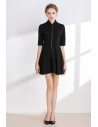 Little Black Cocktail Satin Dress with 1/2 Sleeves - DK9301