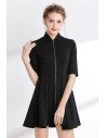 Little Black Cocktail Satin Dress with 1/2 Sleeves - DK9301