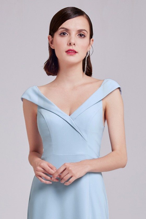 Light Blue Sweetheart Long Evening Dress with Tulip Sleeves - $64 # ...