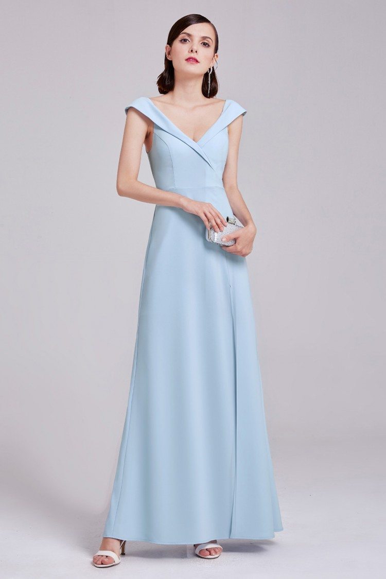 Light Blue Sweetheart Long Evening Dress with Tulip Sleeves - $60.16 # ...