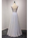Gorgeous Backless Grey Formal Dress Long With Beading For Women - AKE18181