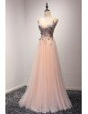 Unique Long Pink Homecoming Dress With Blue Florals For Curvy Girls - AKE18178