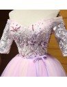 Vintage Off Shoulder Homecoming Dress Short Pink With Lace Beaded Sleeves - AKE18170