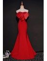 Unique Red Fitted Mermaid Formal Party Dress With Big Bow - MQD17031