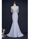 Classy Light Blue Formal Long Prom Dress Mermaid With Bling - MQD17003