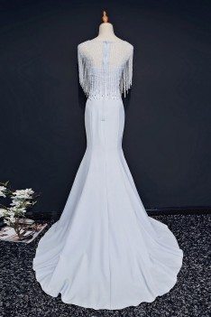 Classy Light Blue Formal Long Prom Dress Mermaid With Bling - MQD17003