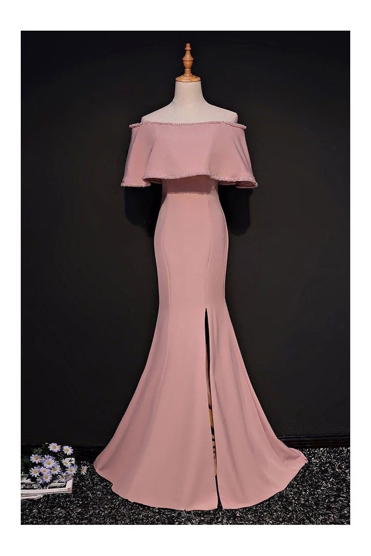 Sheath Off The Shoulder Pink Mermaid Formal Dress With Slit - $158 # ...
