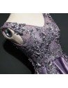 Purple Long Formal Satin Prom Dress Sleeveless With Open Back - MQD17018