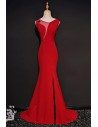 Unique Red Fitted Mermaid Formal Dress With Slit - MQD17019
