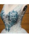 Vintage Short Grey Homecoming Dress With Green Floral Beading - AKE18164