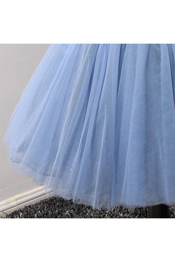 Corset Short Blue Homecoming Dress With White Lace Beading Straps ...