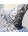 Corset Short Blue Homecoming Dress With White Lace Beading Straps - AKE18162