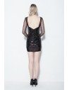Little Black Sequins Sheer Sleeves Bodycon Dress - DK114