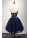 Dark Navy Blue Short Prom Dress With Sequin Bodice For Juniors - AKE18158