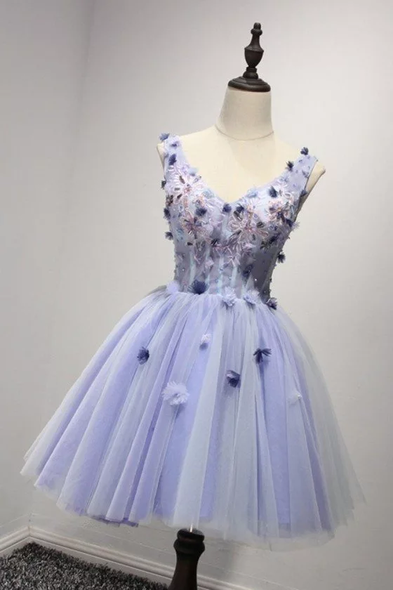 lavender short prom dress