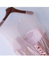 Unique Illusion Neckline Sparkly Pink Prom Dress Long Tulle - MYX18006