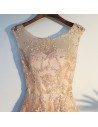 Formal Long Champagne Long Prom Party Dress Lace Sleeveless - MYX18007