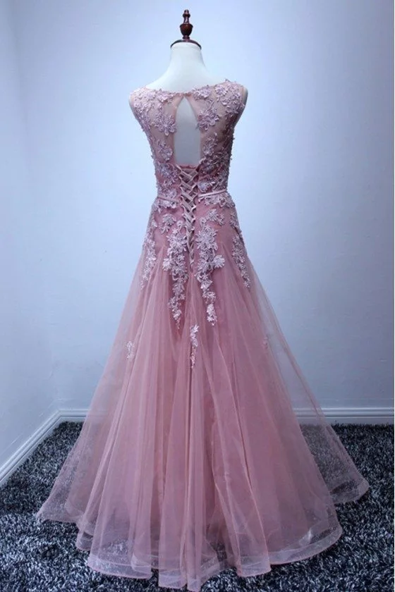 Classy Graceful Pink Long Prom Dress With Lace Top 2018 - $199 # ...