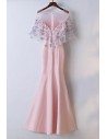 Sheath Long Pink Mermaid Party Dress With Flowers - MYX18010