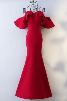 Tailor-made Burgundy Mermaid Long Formal Dress Off Shoulder - MYX18038