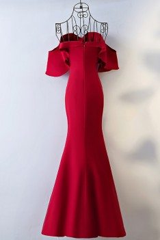Tailor-made Burgundy Mermaid Long Formal Dress Off Shoulder - MYX18038