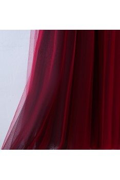 Burgundy One Shoulder Long Tulle Prom Party Dress For Women - MYX18045