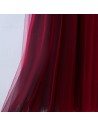 Burgundy One Shoulder Long Tulle Prom Party Dress For Women - MYX18045
