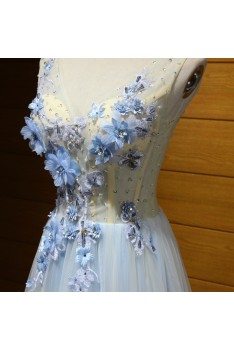 2018 Elegant Tulle Evening Dress Long With Beaing Flowers - AKE18131