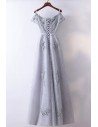Special A Line Grey Long Prom Dress With Short Sleeves - MYX18052