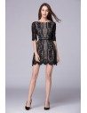 Lace Half Sleeve Short Party Dress With Open Back - DK346