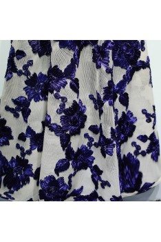 Chic Navy Blue Long Formal Party Dress With Applique Lace - MYX18060