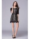 Lace Half Sleeve Short Party Dress With Open Back - DK346