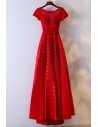 Modest Red Short Sleeve Formal Party Dress For Weddings - MYX18064