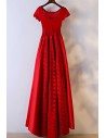 Modest Red Short Sleeve Formal Party Dress For Weddings - MYX18064