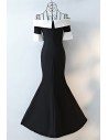 Chic Black And White Off Shoulder Prom Dress Long Fitted Mermaid - MYX18075
